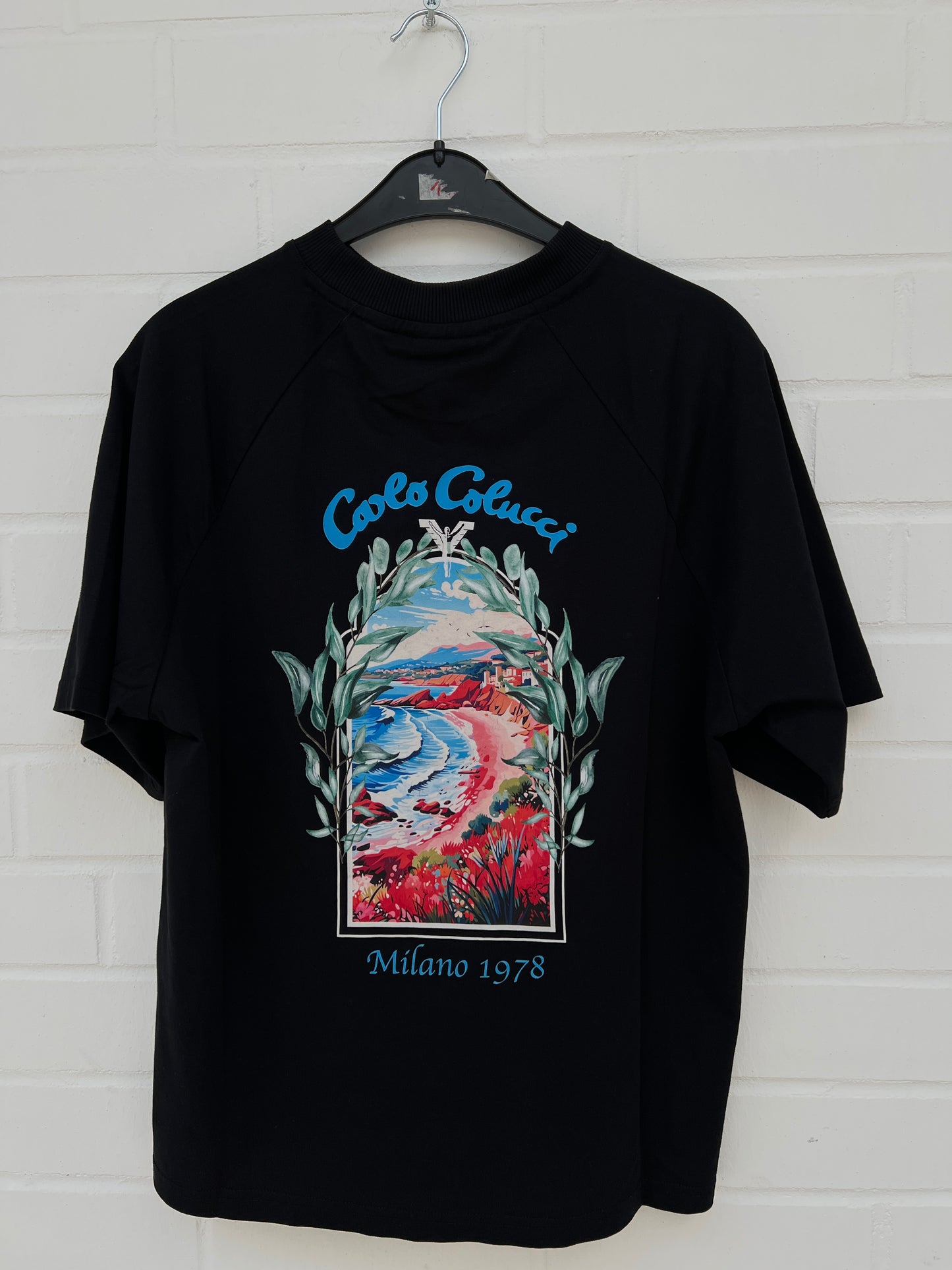 (Stange3) Carlo Colucci Tshirt schwarz muster Gr.XXS