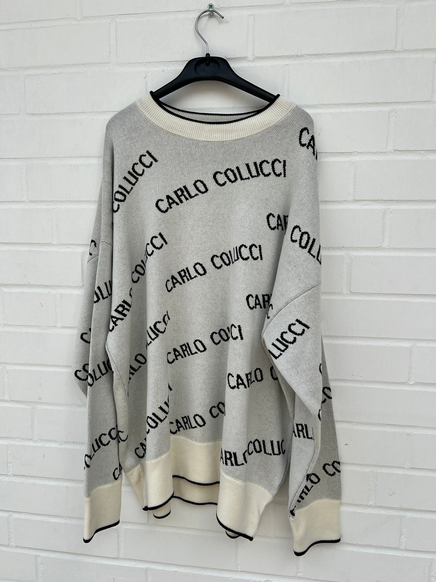 (Stange3) CC Strickpullover weiß-schwarz logo Gr.L