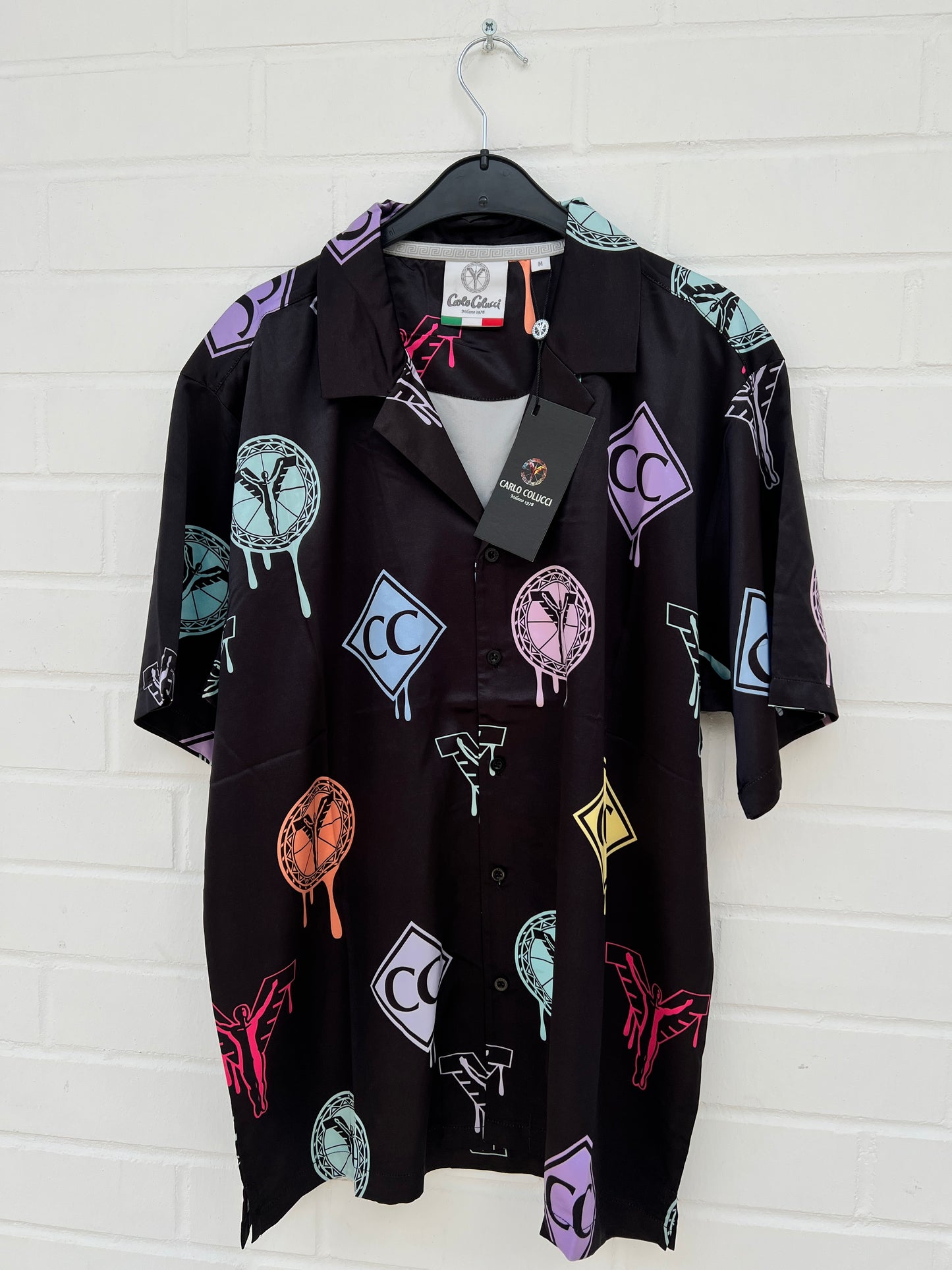 (98) CC Satin Hemd schwarz bunt