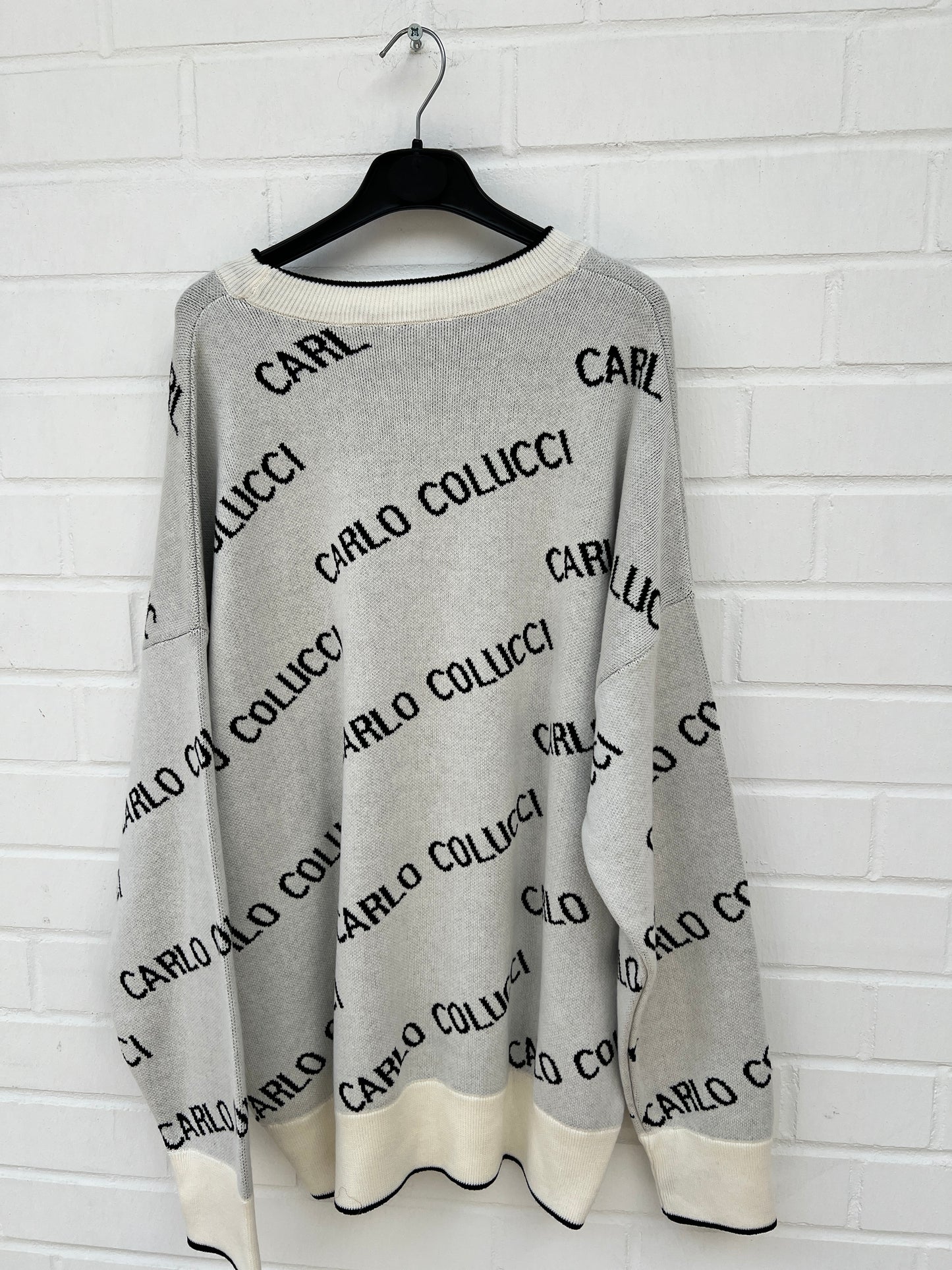 (Stange3) CC Strickpullover weiß-schwarz logo Gr.L