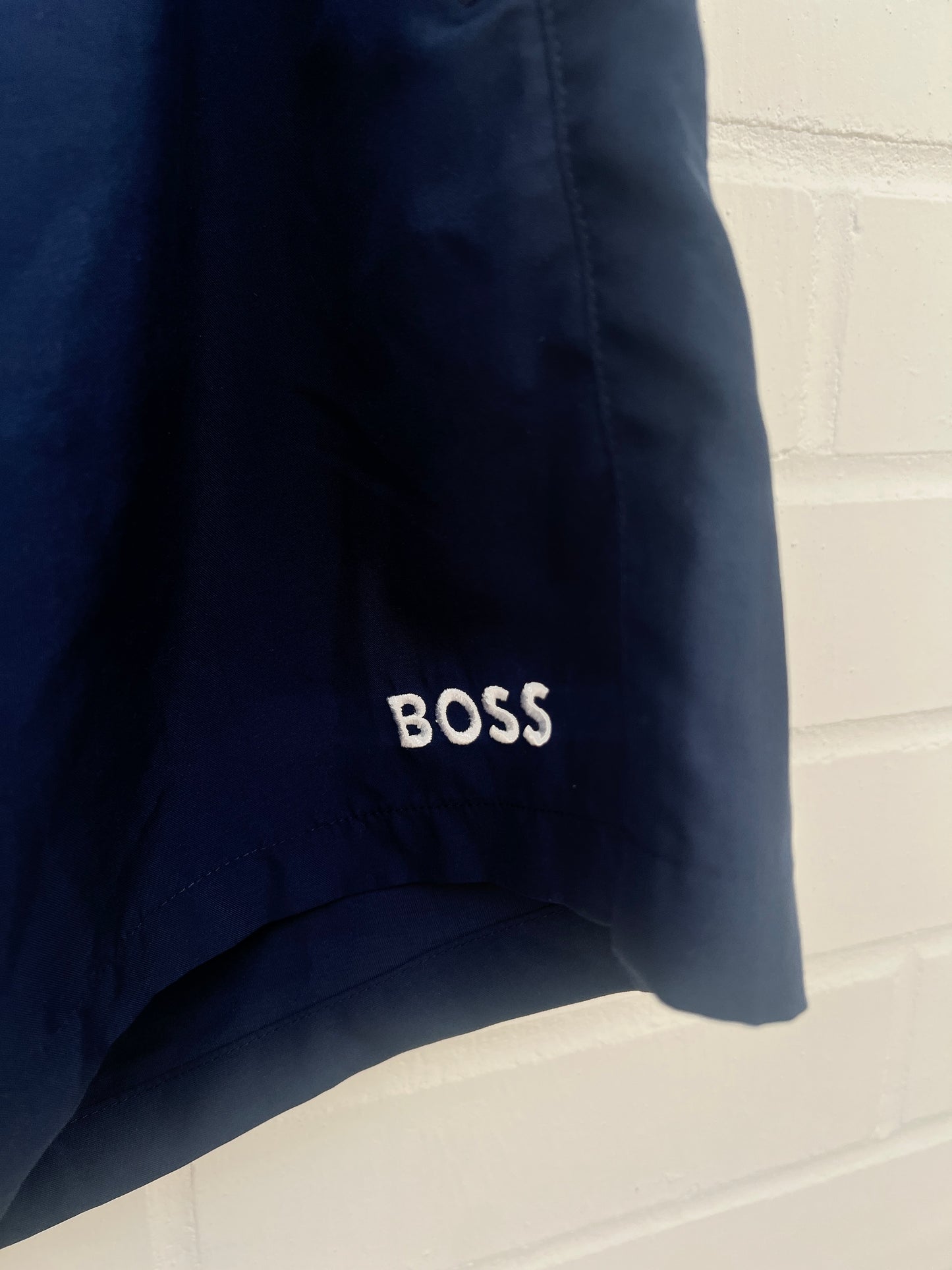 Badehose dunkelblau logo weiß Gr.L