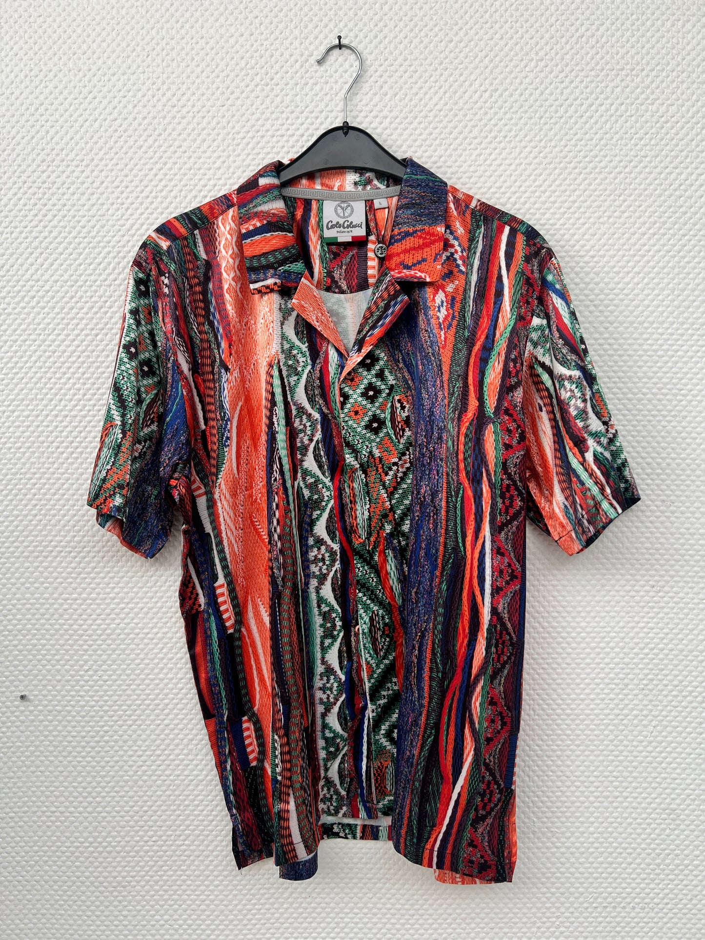 (Stange2) Carlo Colucci Herren Satin Hemd Gr. L