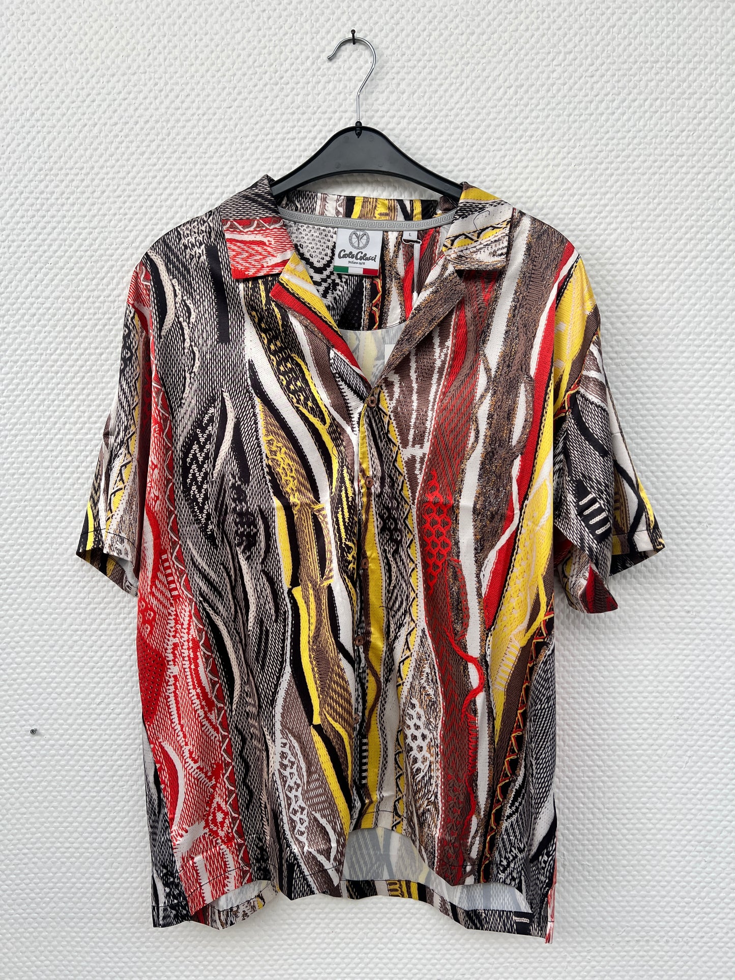 (Stange2) Carlo Colucci Herren Satin Hemd Gr. L