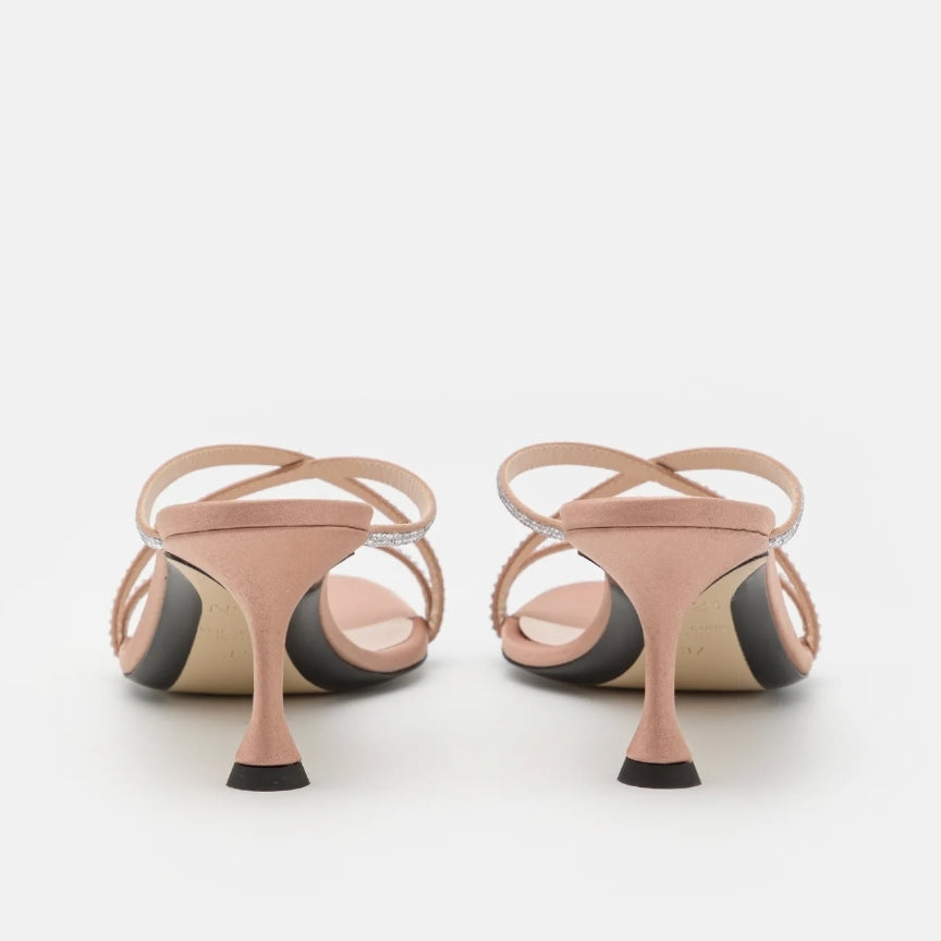 N21 Sandalette High Heels Gr 38,5 nude Glitzer Pantolette