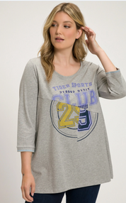 (U34) Ulla Popken 3/4 Shirt Grau Tiger Sports 810589 134