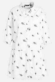 (U8) Ulla Popken Bluse weiß Blattmuster 806704 200