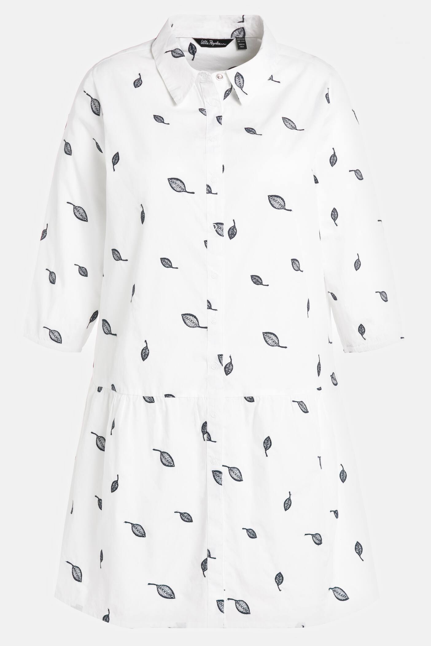 (U8) Ulla Popken Bluse weiß Blattmuster 806704 200