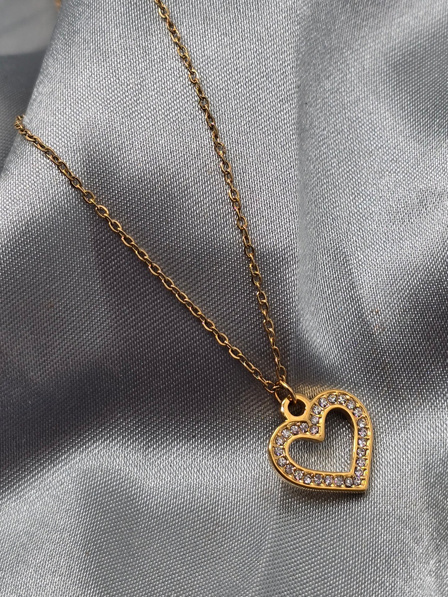 Halskette Zirkonia Herz Edelstahl 18k vergoldet (15)