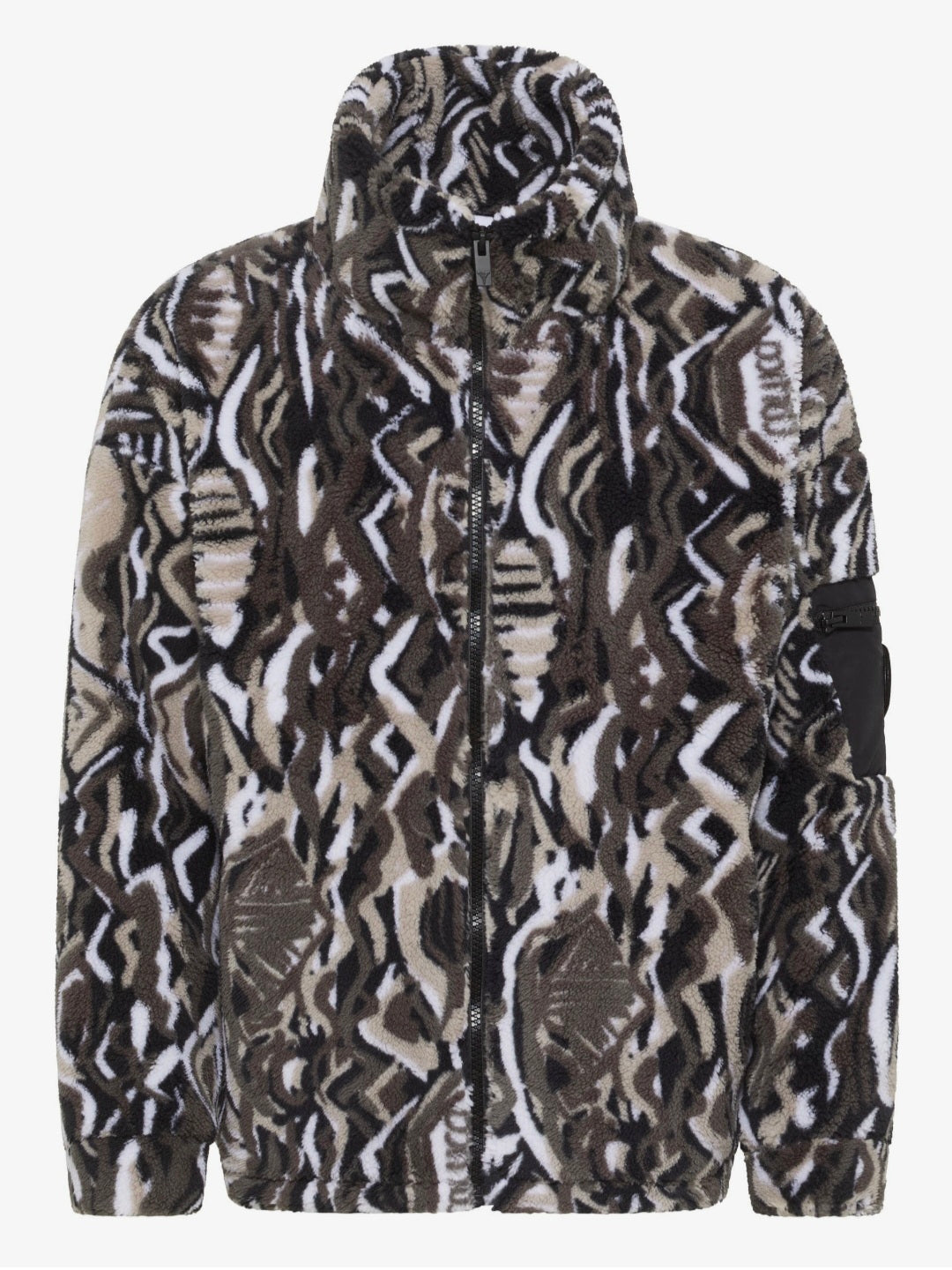 (194) Carlo Colucci Teddy Jacke schwarz weiß muster unisex Reißverschluss (!)