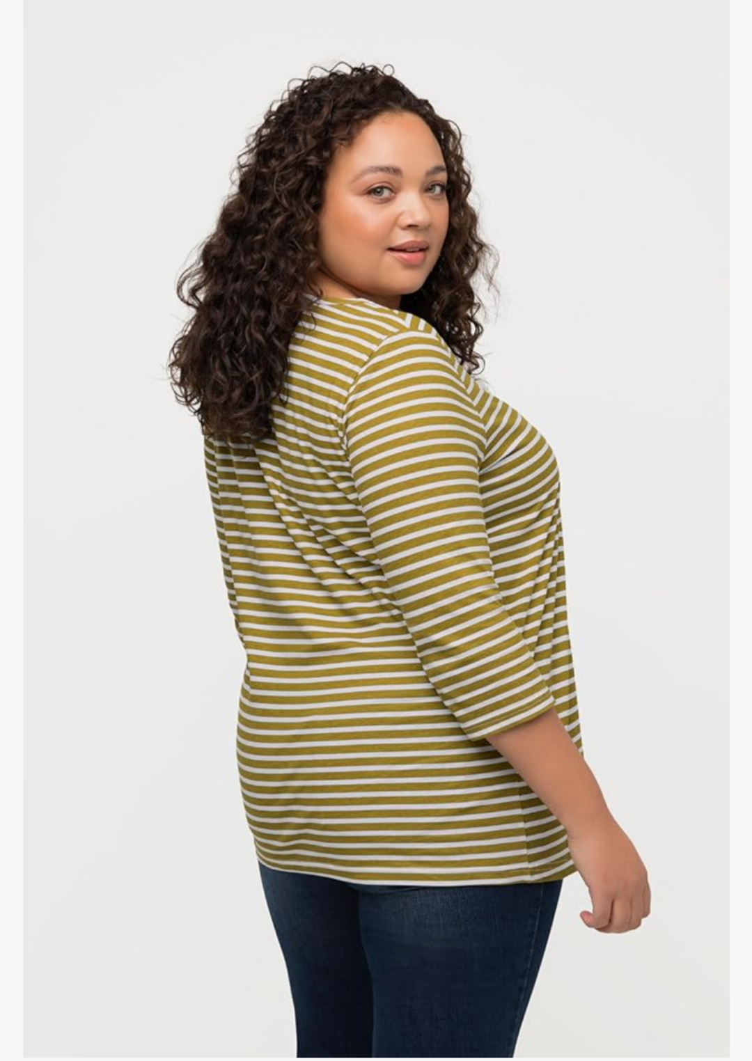(U33) Ulla Popken Langarmshirt grün/weiß 812509 630