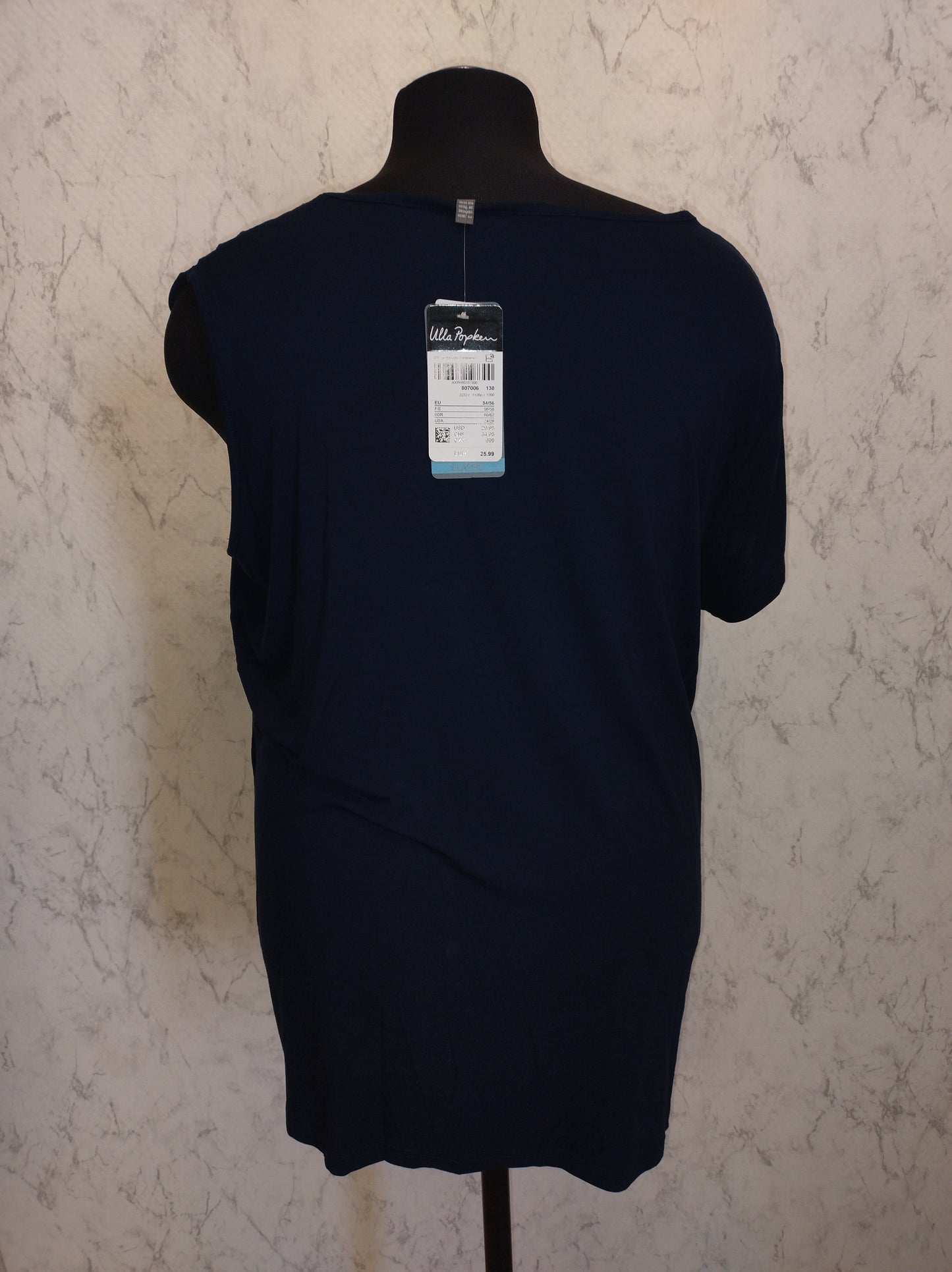 (U31) Ulla Popken T-Shirt Navy asymmetrisch 807006 130