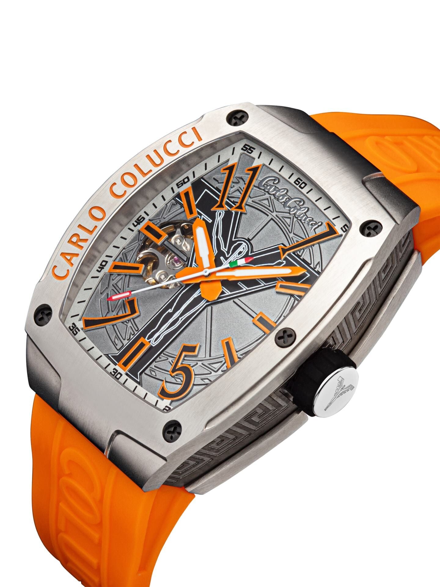 Nr19 Caro Colucci Armbanduhr orange silber Hersteller Garantie 2 Jahre
