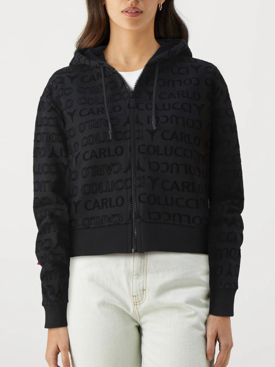 (97) Carlo Colucci Sweatjacke Damen schwarz 3d Filz Druck