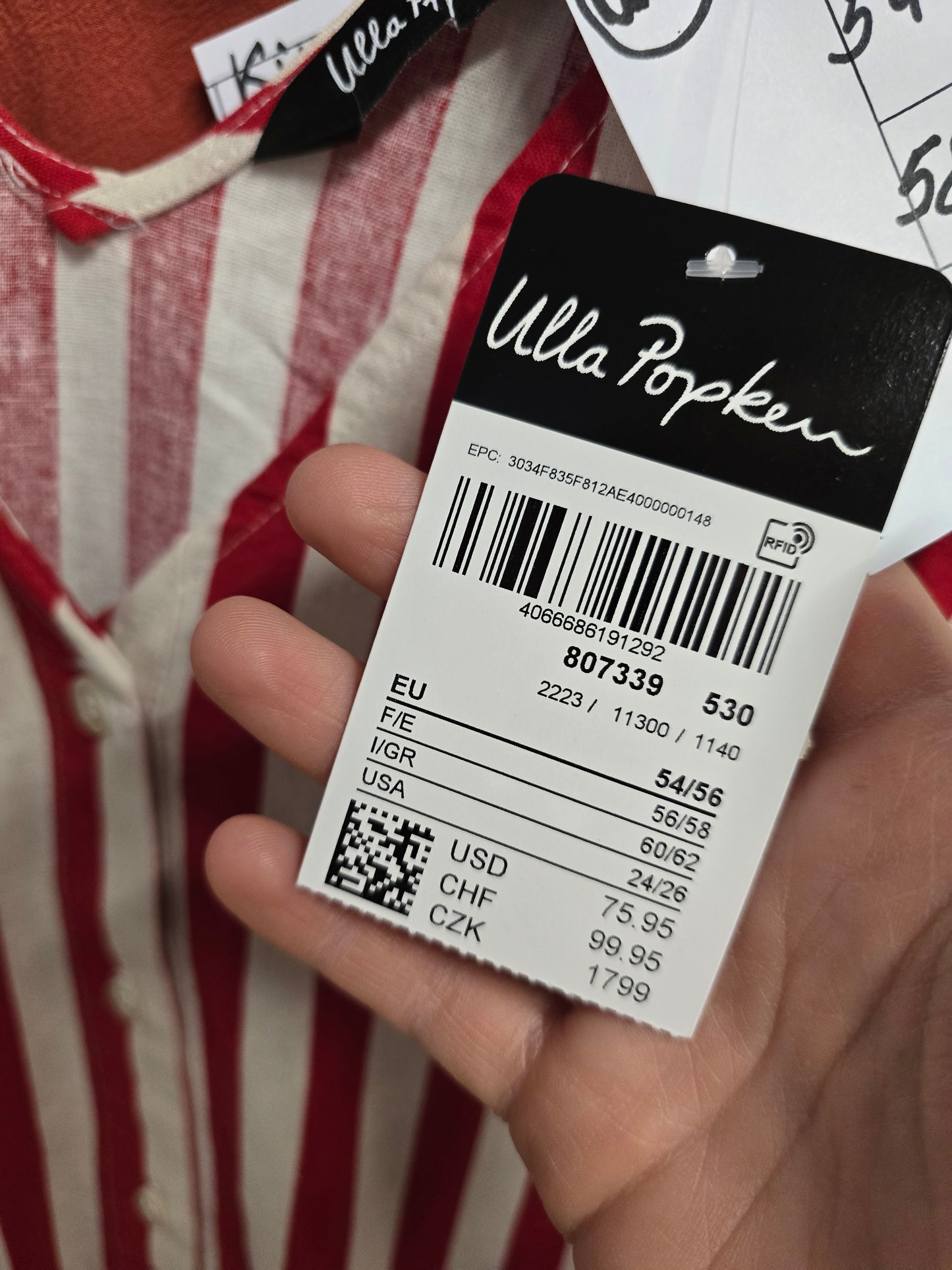 (U2) ULLA POPKEN Kleid weiß rot gestreift 807339 530