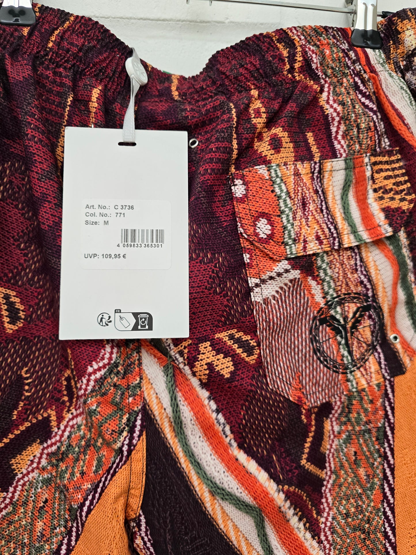 (Stange2) Carlo Colucci Badehose muster orange braun Gr M