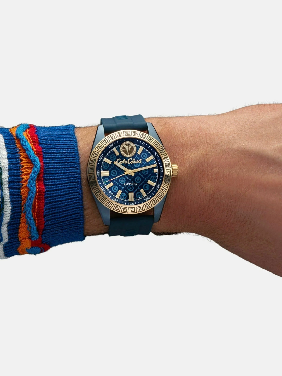 Nr10 Carlo Colucci Armbanduhr navyblau gold Silikonarmband Automatik + 2 Jahre Herstellergarantie
