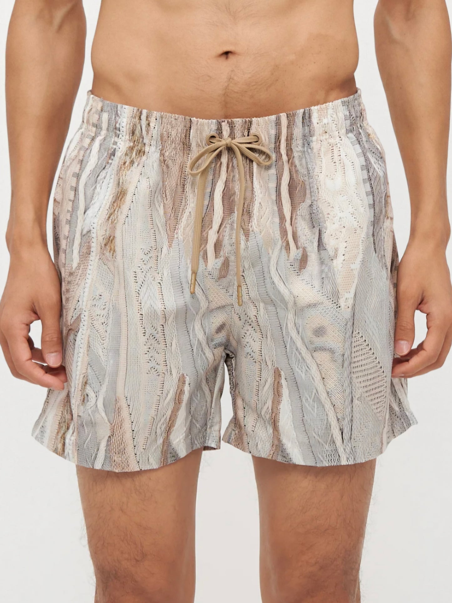 (182) Carlo Colucci Badeshort Badehose beige muster