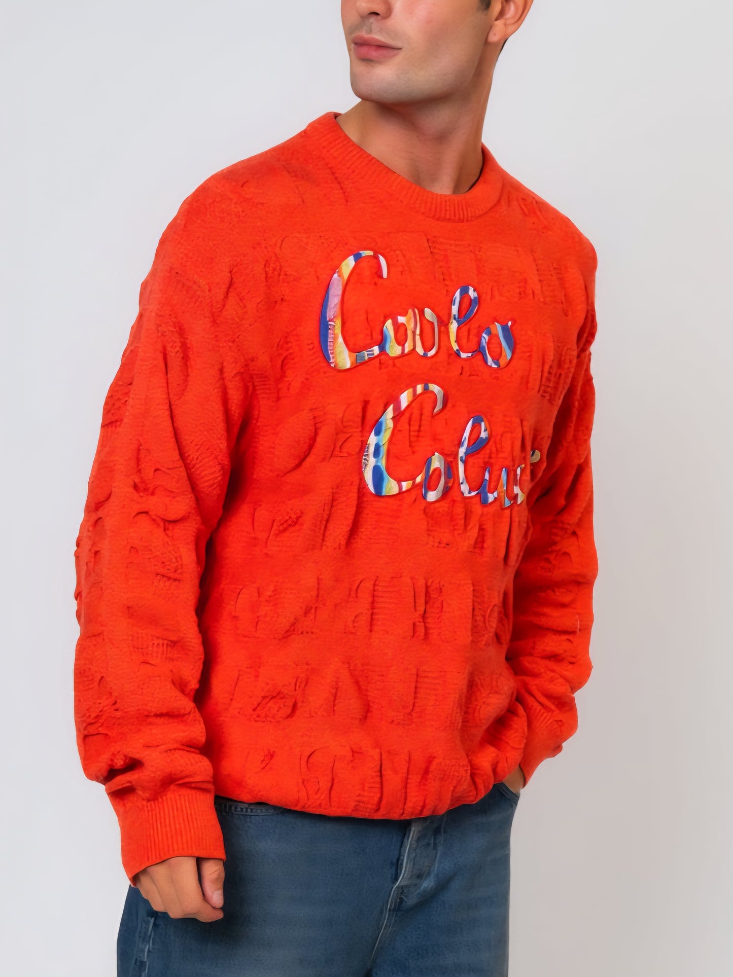 (214) Carlo Colucci 3d Strickpullover orange LIMITED EDITION