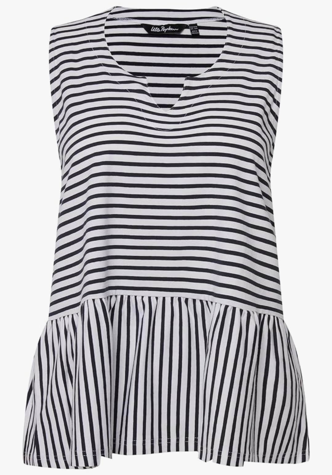 (U23) Ulla Popken Tanktop schwarz/weiß gestreift 806687 130