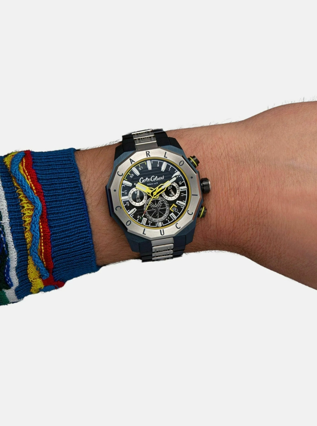 Nr11 Carlo Colucci Armbanduhr navyblau silber Metall Armband Automatik + 2 Jahre Herstellergarantie