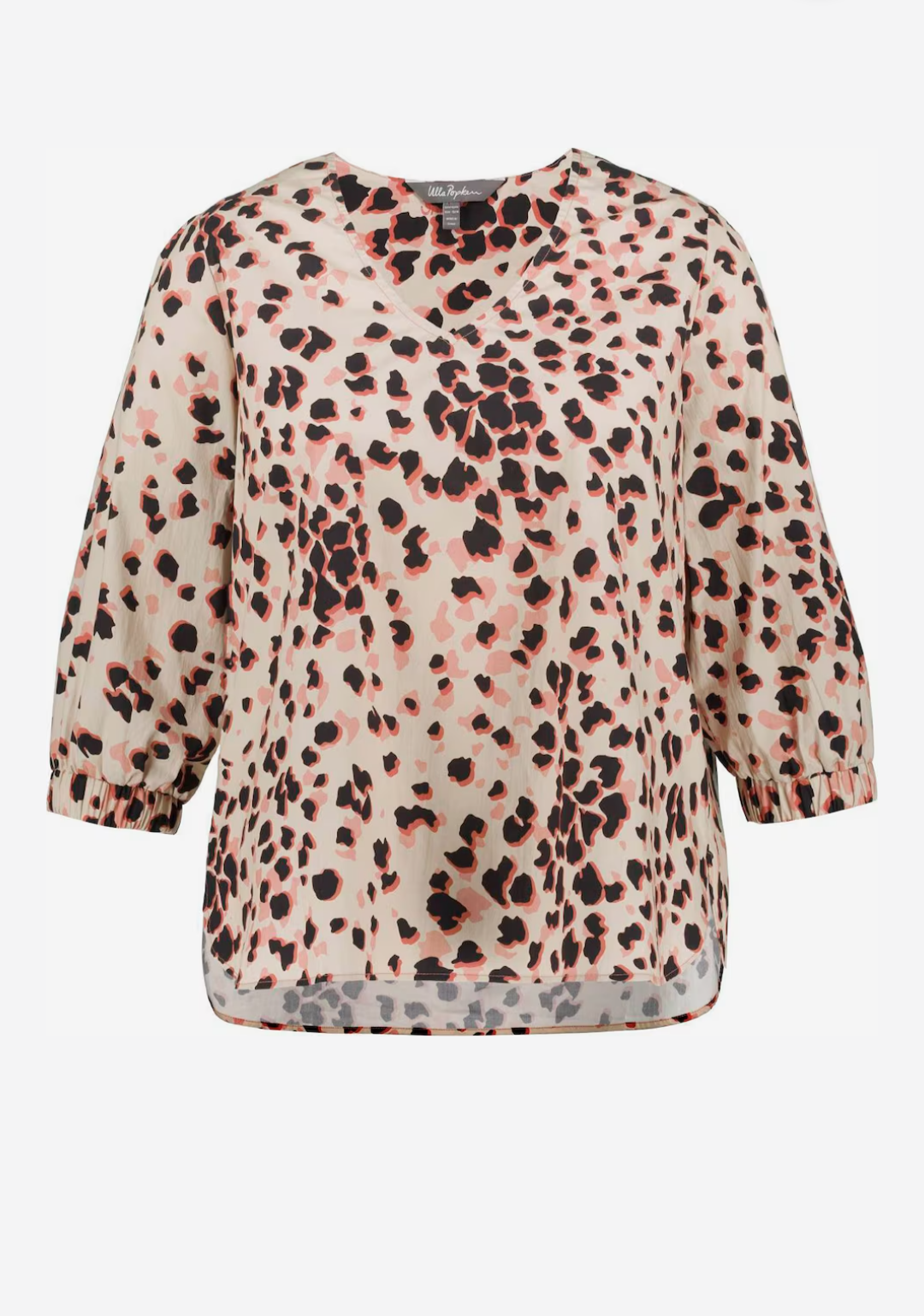 (U12) Ulla Popken Bluse Beige Muster 804252 150