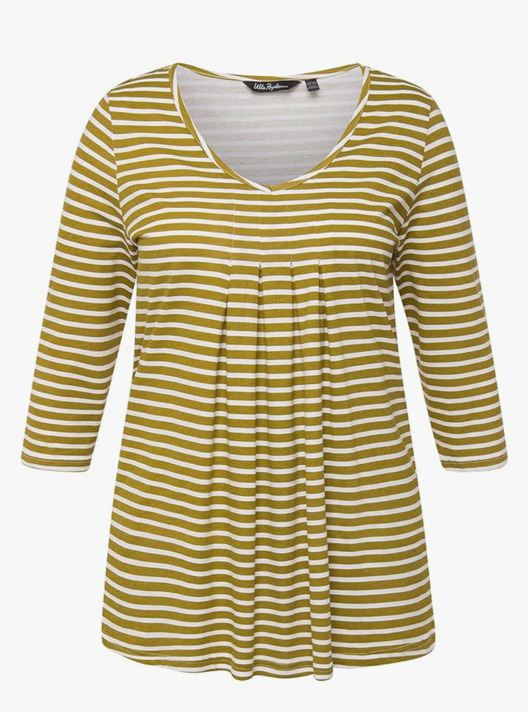 (U33) Ulla Popken Langarmshirt grün/weiß 812509 630