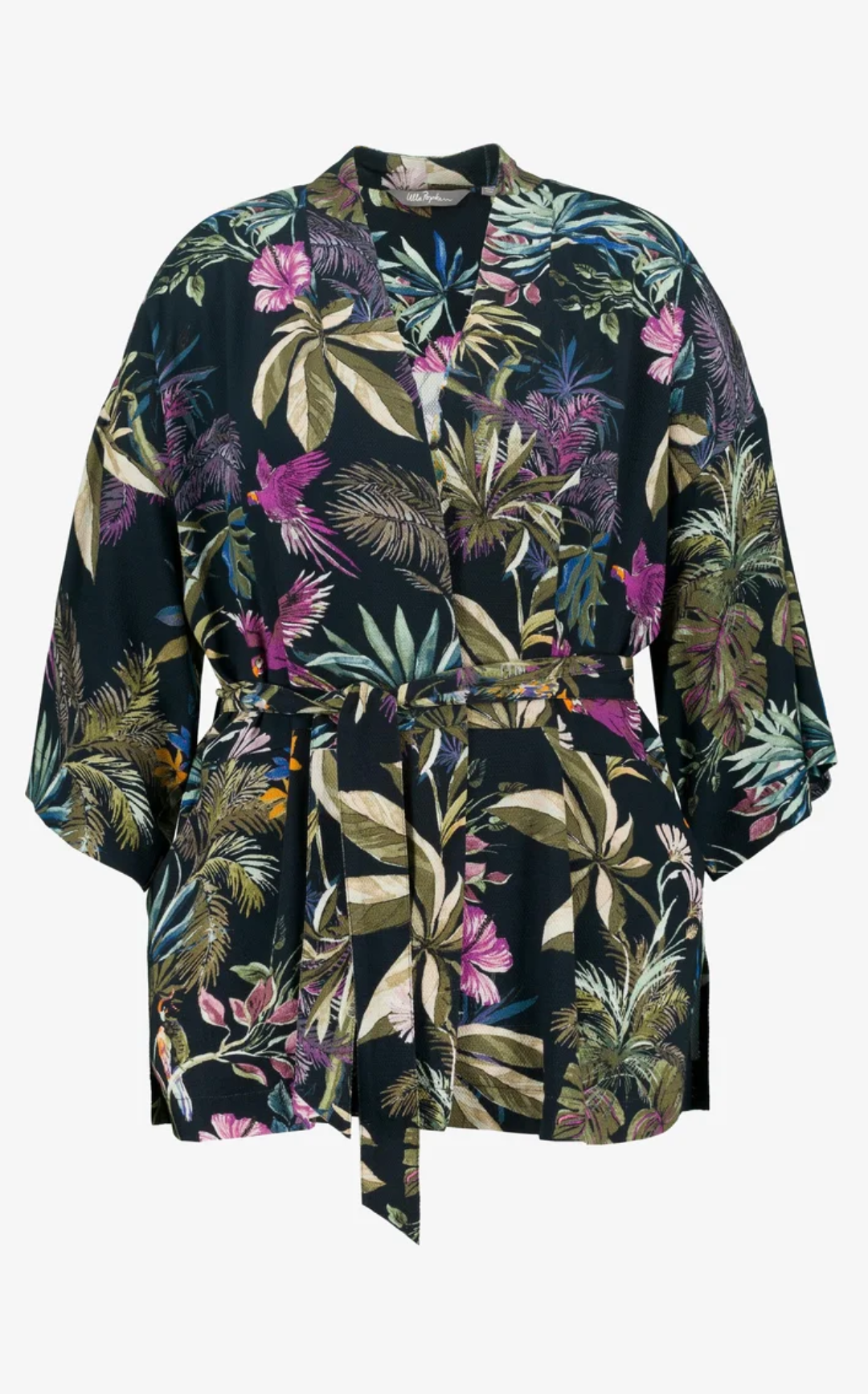 (U1) Ulla Popken Kimono schwarz muster 803953 130