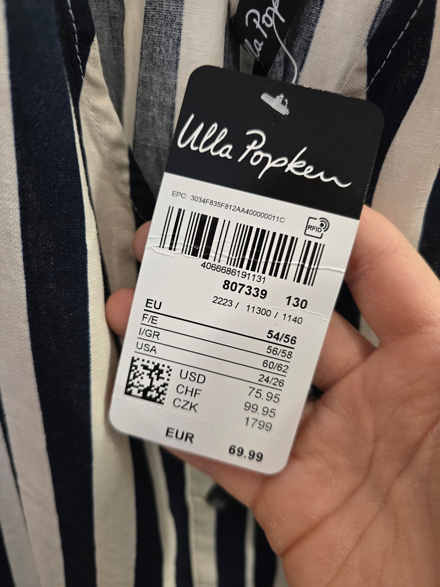 (U14) ULLA POPKEN Kleid schwarz weiß gestreift 807339 130