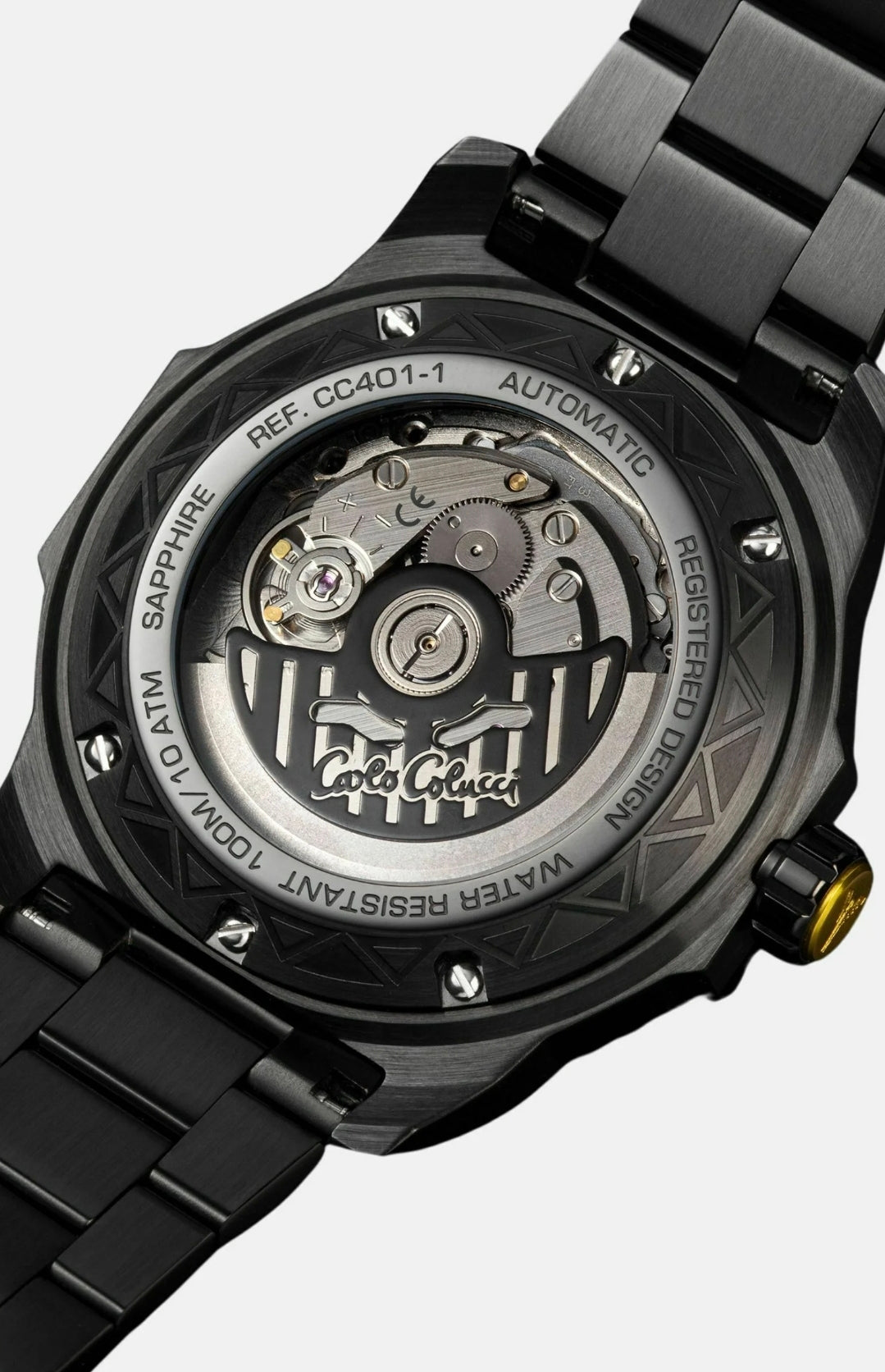 Nr1 Carlo Colucci Armbanduhr schwarz gelb Metallarmband + 2 Jahre Herstellergarantie