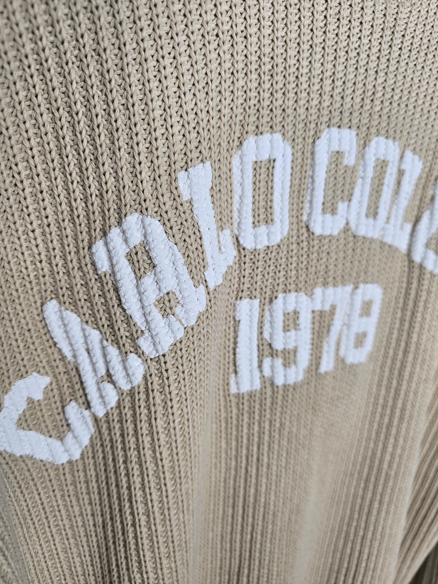(51) Carlo Colucci Strickpullover beige Aufdruck hinten C5117 Col 56