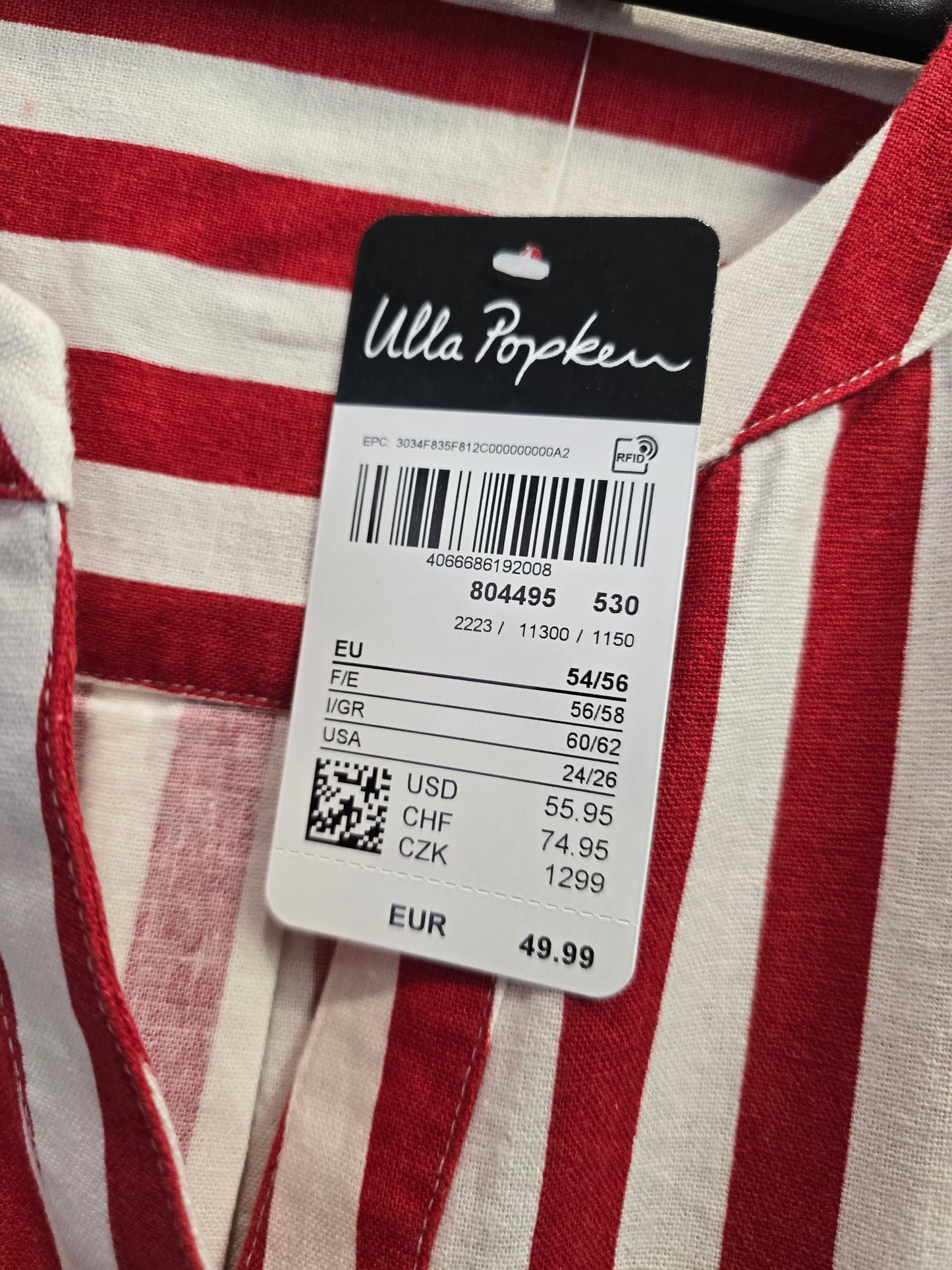 (U14) ULLA POPKEN Tshirt weiß rot 804495 530