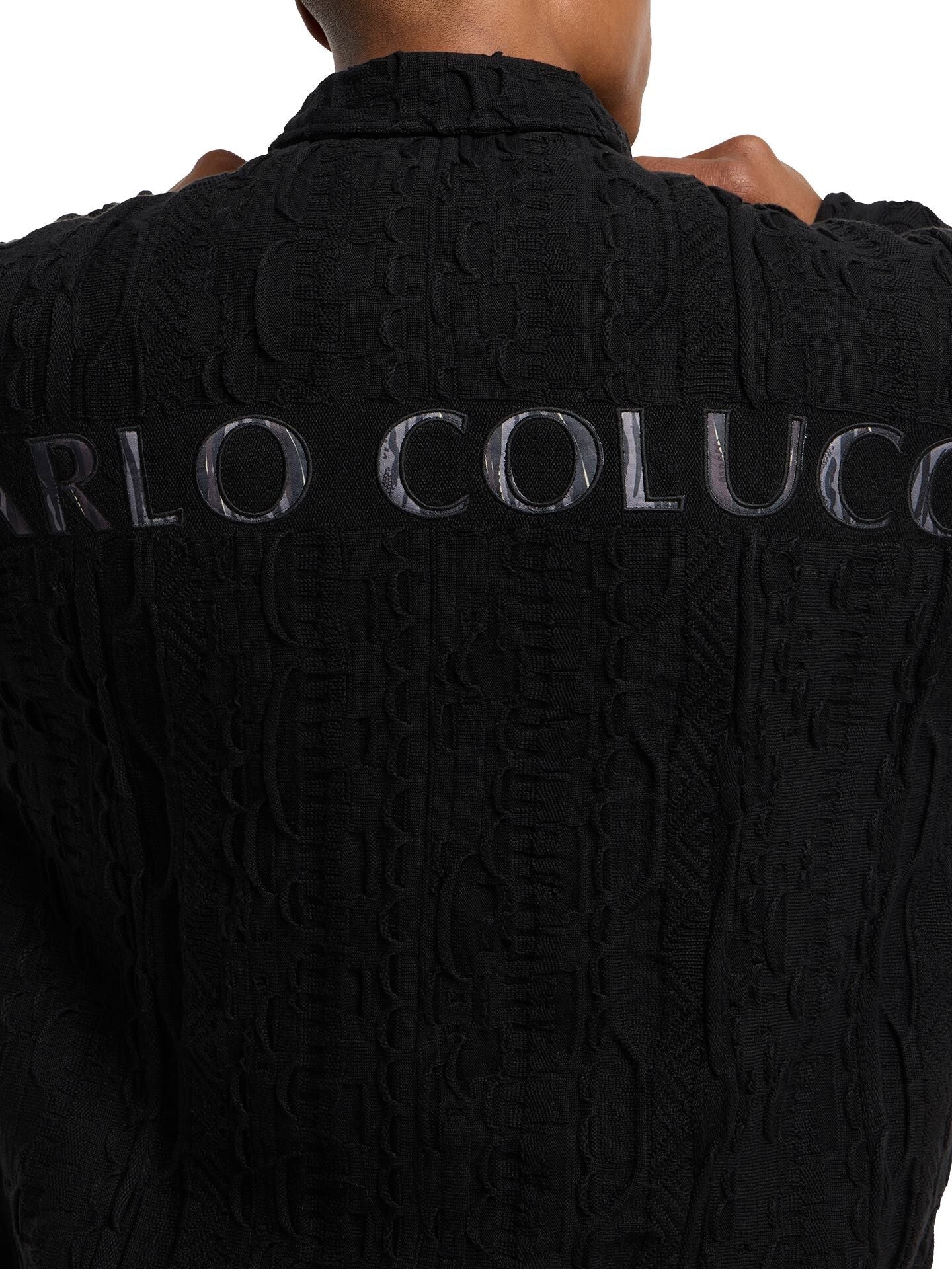 Carlo Colucci 3d Strickjacke CARAT Collection schwarz CC-C16701-20 + GESCHENKBOX