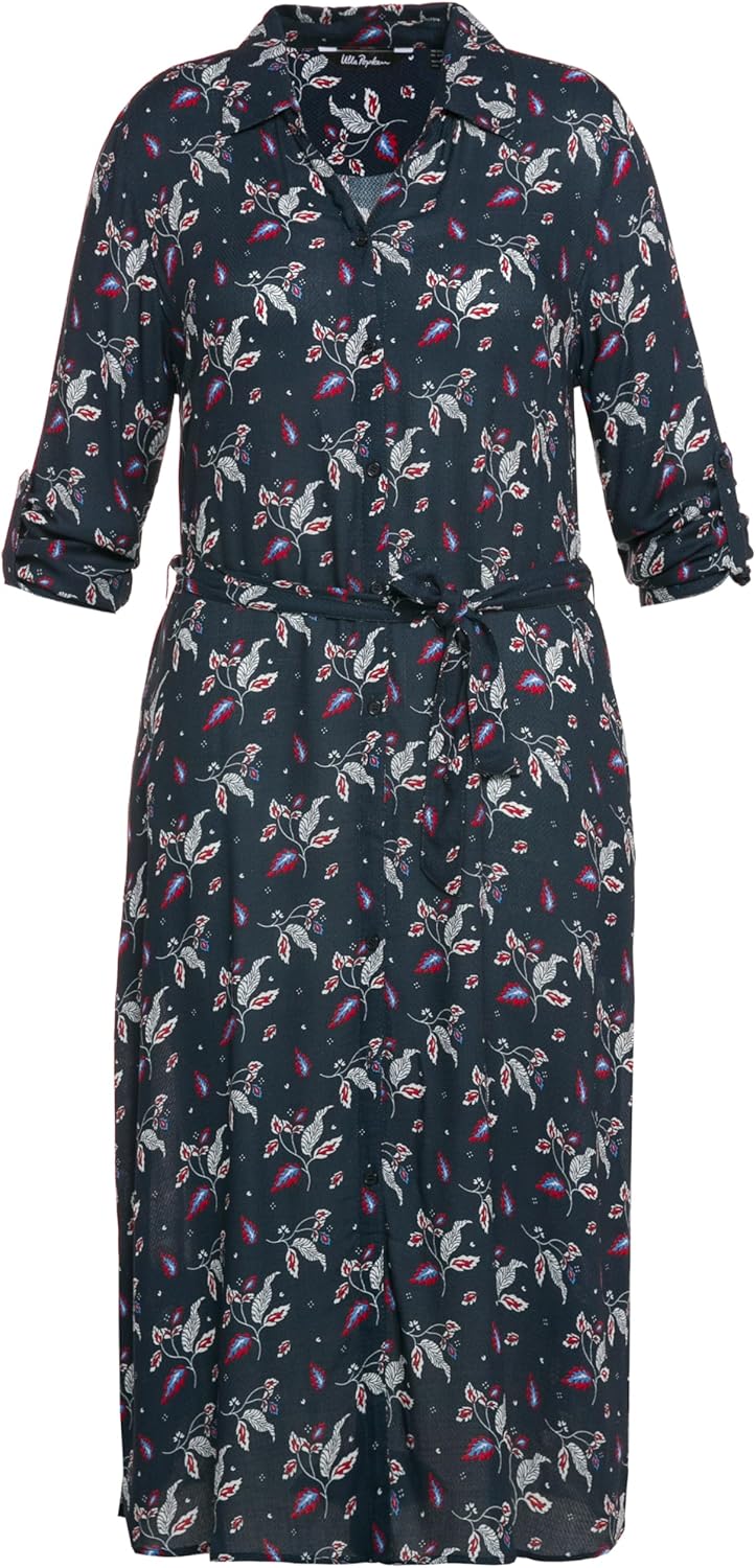 (U2) ULLA POPKEN Kleid dunkelblau Blumenmuster 802537 130