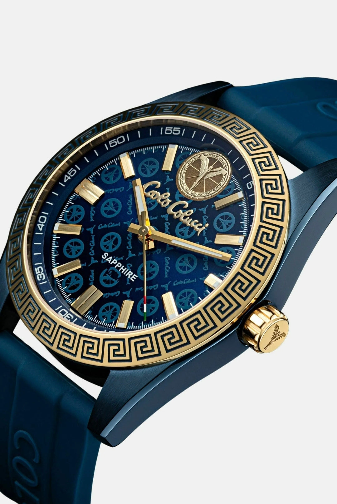 Nr10 Carlo Colucci Armbanduhr navyblau gold Silikonarmband Automatik + 2 Jahre Herstellergarantie