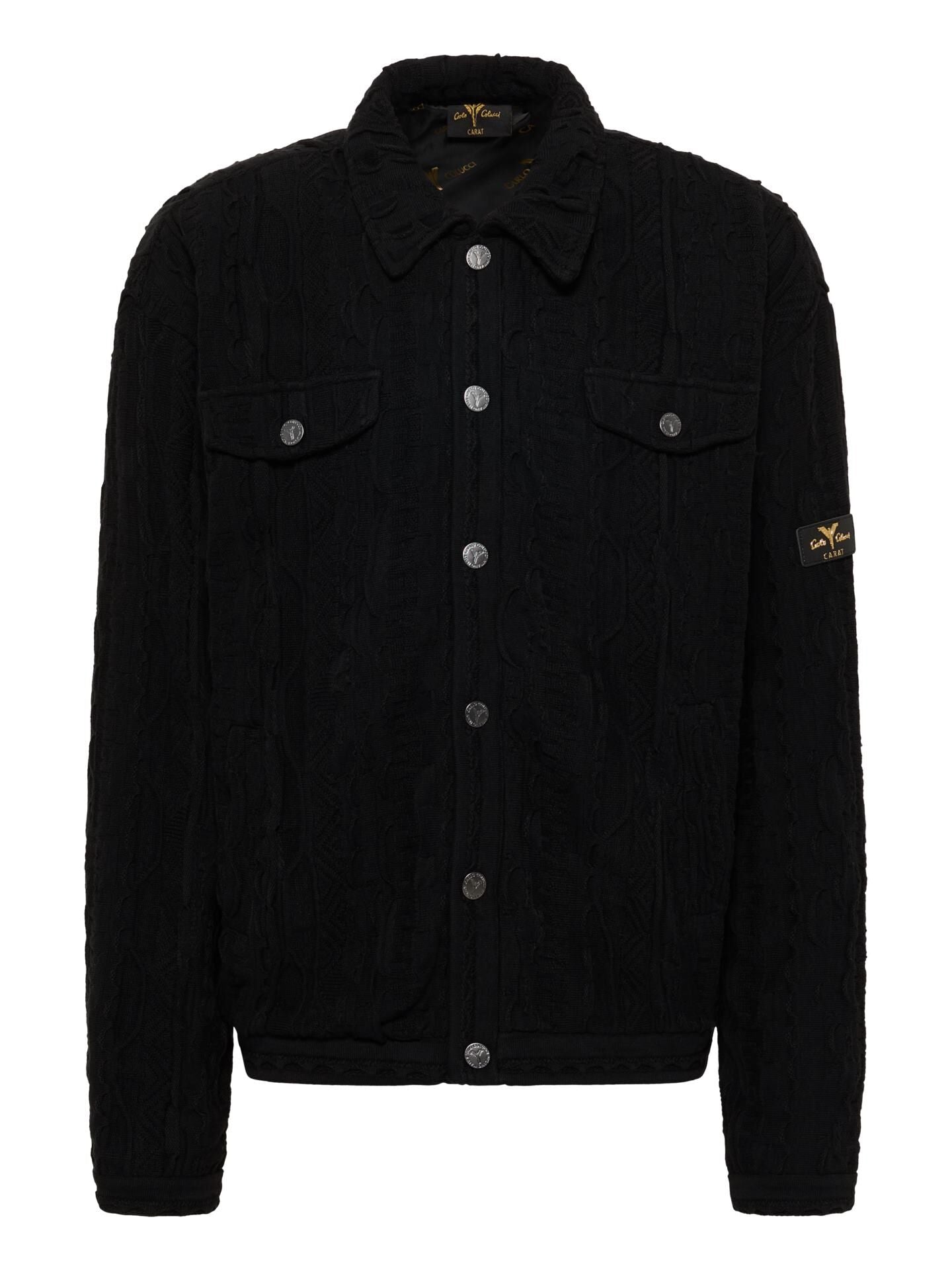 Carlo Colucci 3d Strickjacke CARAT Collection schwarz CC-C16701-20 + GESCHENKBOX