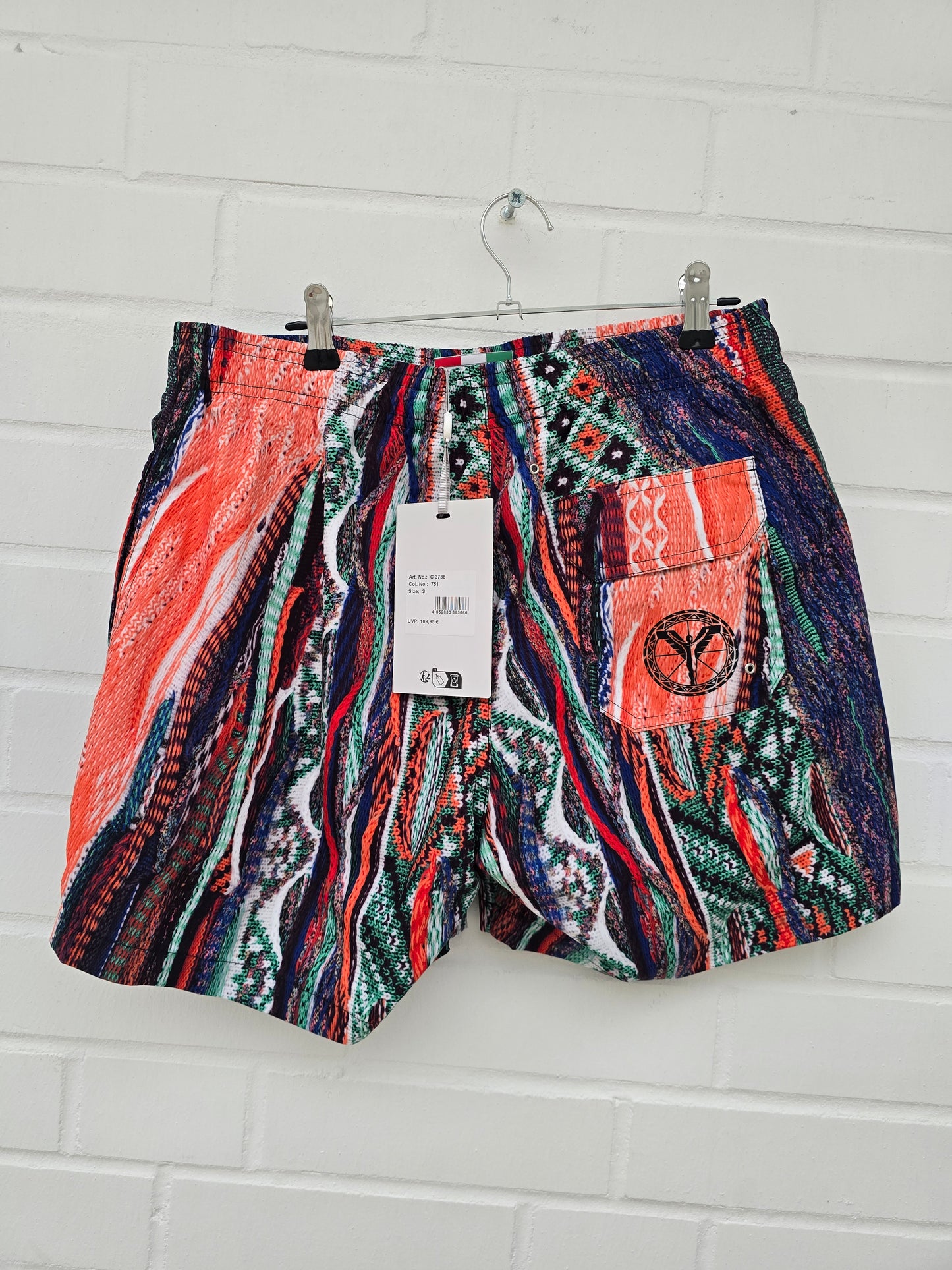 (Stange2) Carlo Colucci Badehose muster orange bunt Gr S
