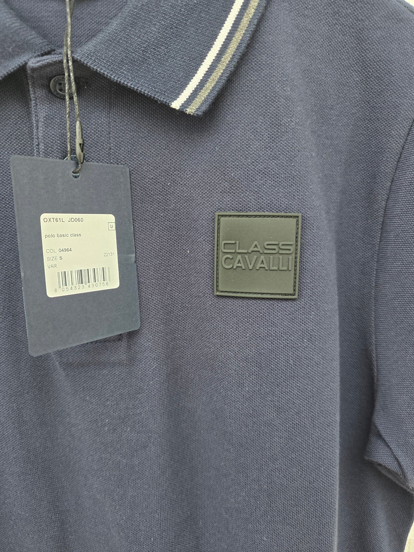 (Stange1) Cavalli Class Poloshirt navyblau Lederemblem