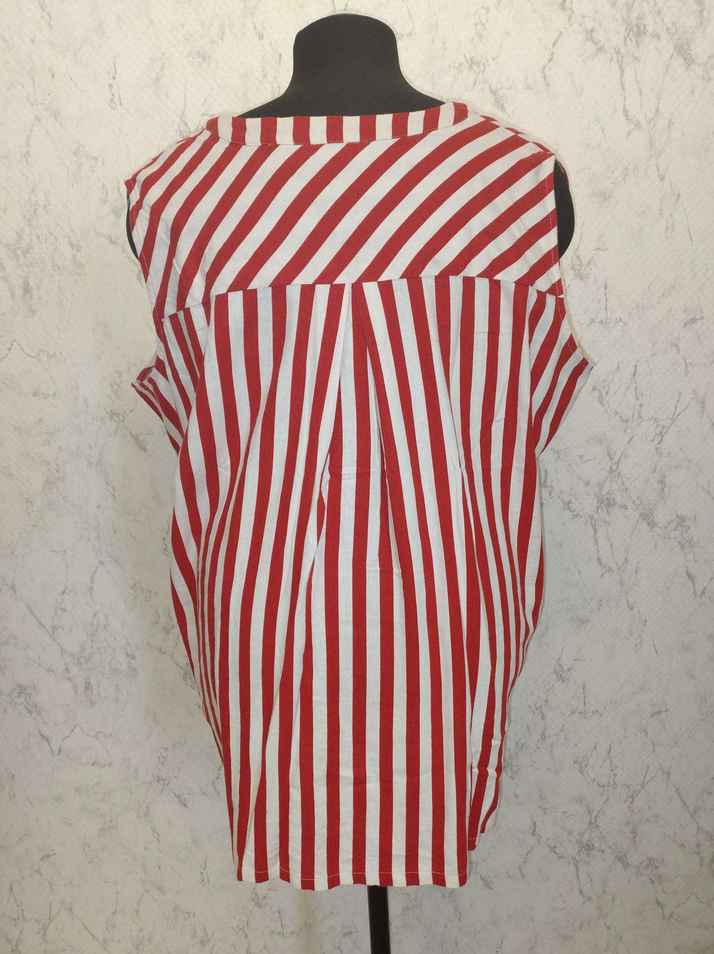 (U14) Ulla Popken Bluse Rot/weiß gestreift 804495 530
