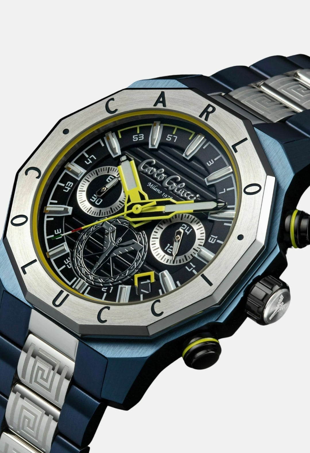 Nr11 Carlo Colucci Armbanduhr navyblau silber Metall Armband Automatik + 2 Jahre Herstellergarantie