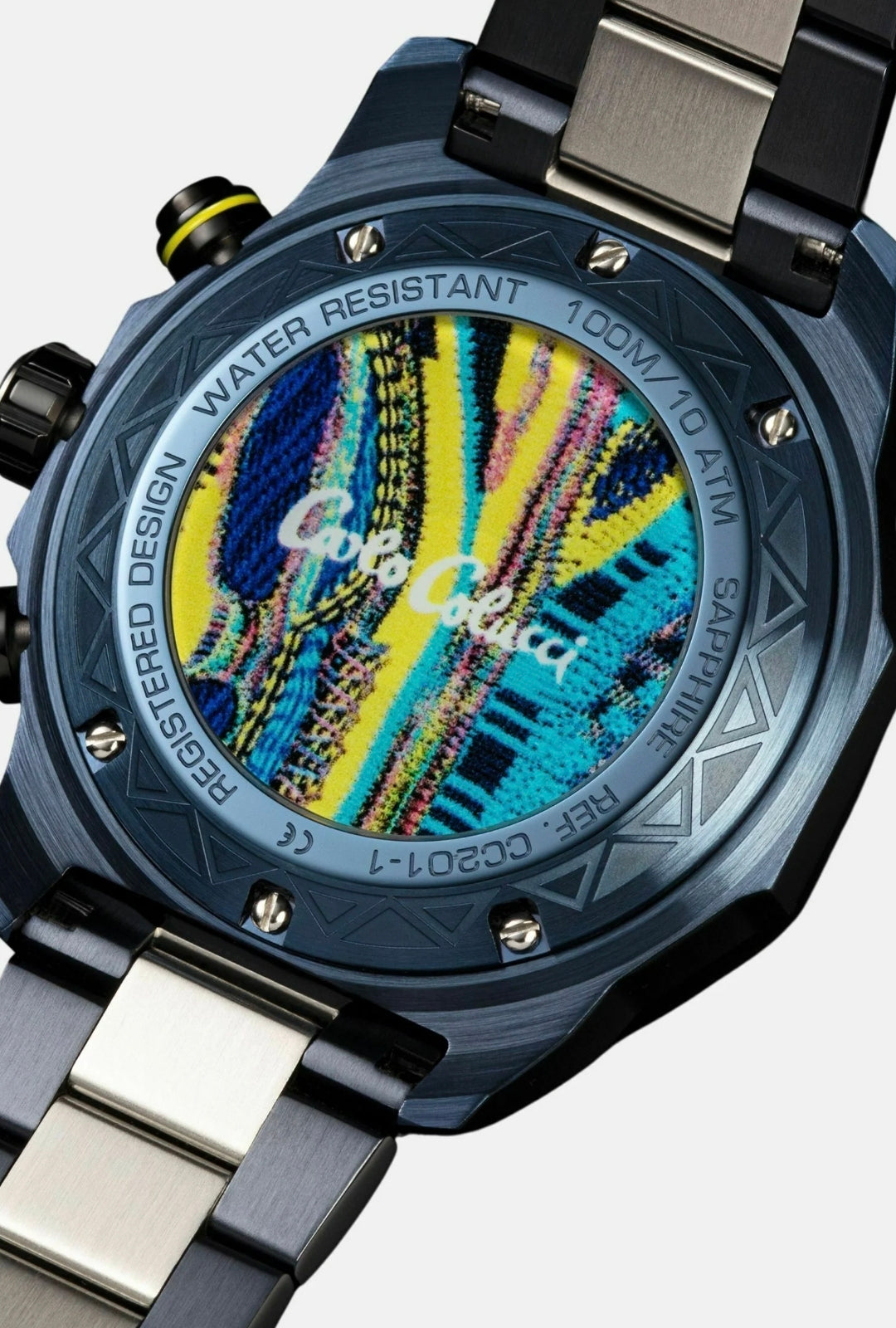 Nr11 Carlo Colucci Armbanduhr navyblau silber Metall Armband Automatik + 2 Jahre Herstellergarantie