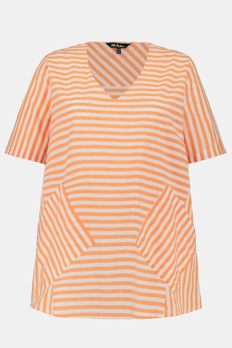 (U24) Ulla Popken Bluse Orange/weiß gestreift 794054 650