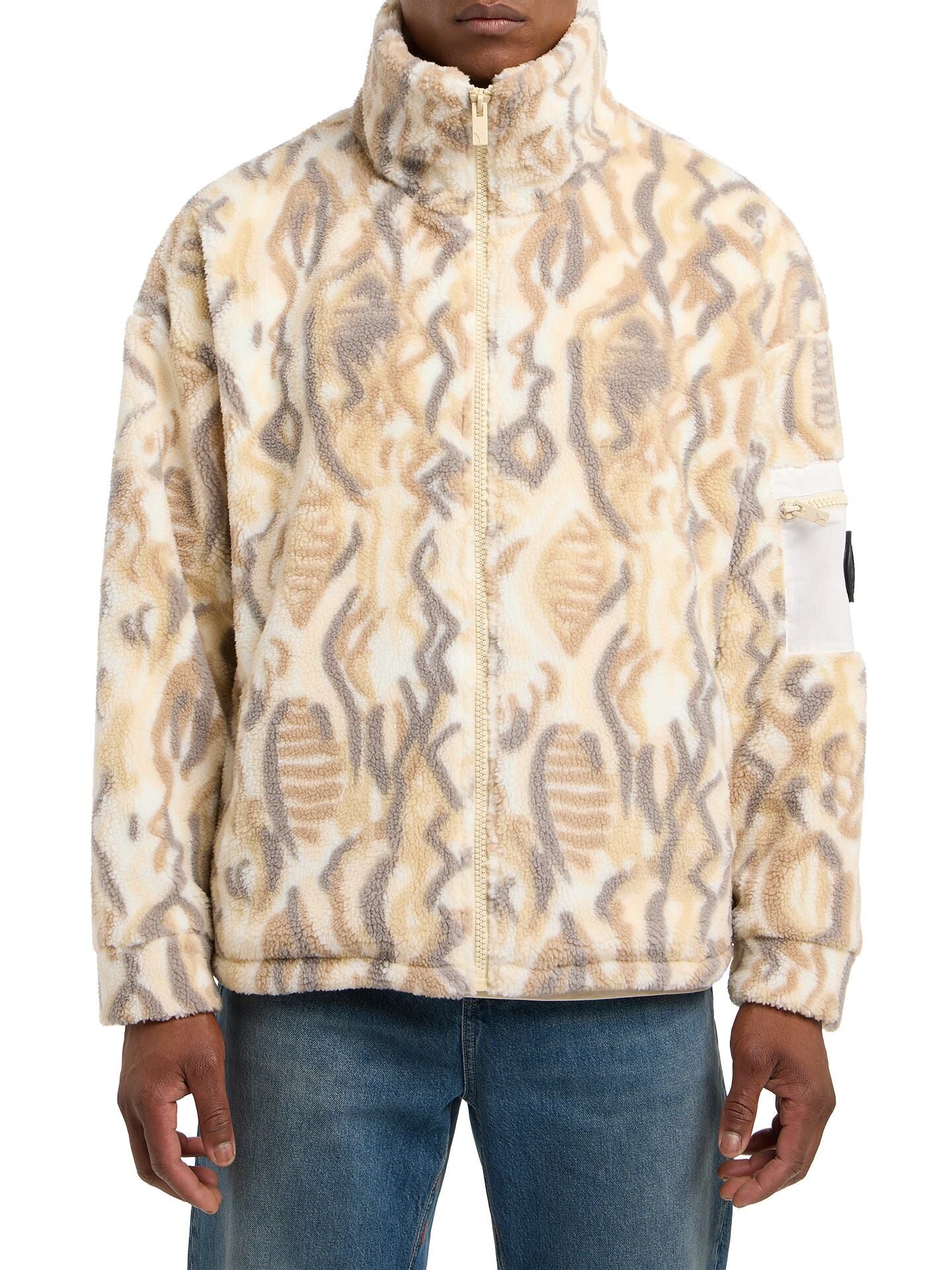 (144) Carlo Colucci Teddyjacke beige muster unisex Jacke