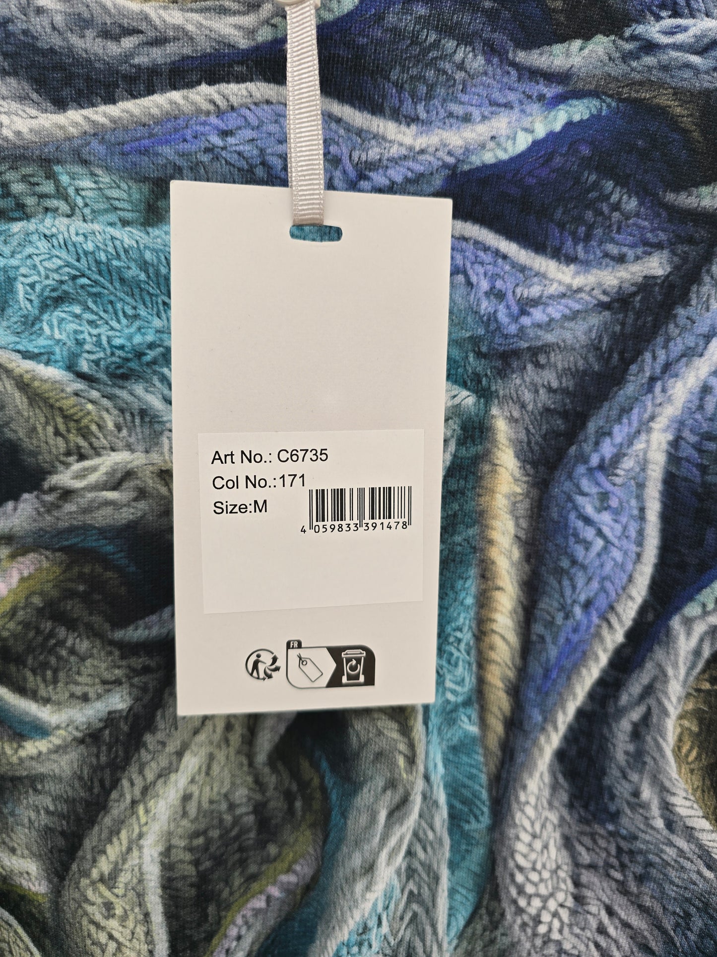 (88) Carlo Colucci Hoodie blau 3d muster M-L