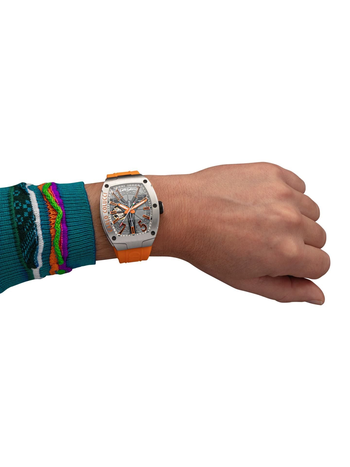Nr19 Caro Colucci Armbanduhr orange silber Hersteller Garantie 2 Jahre