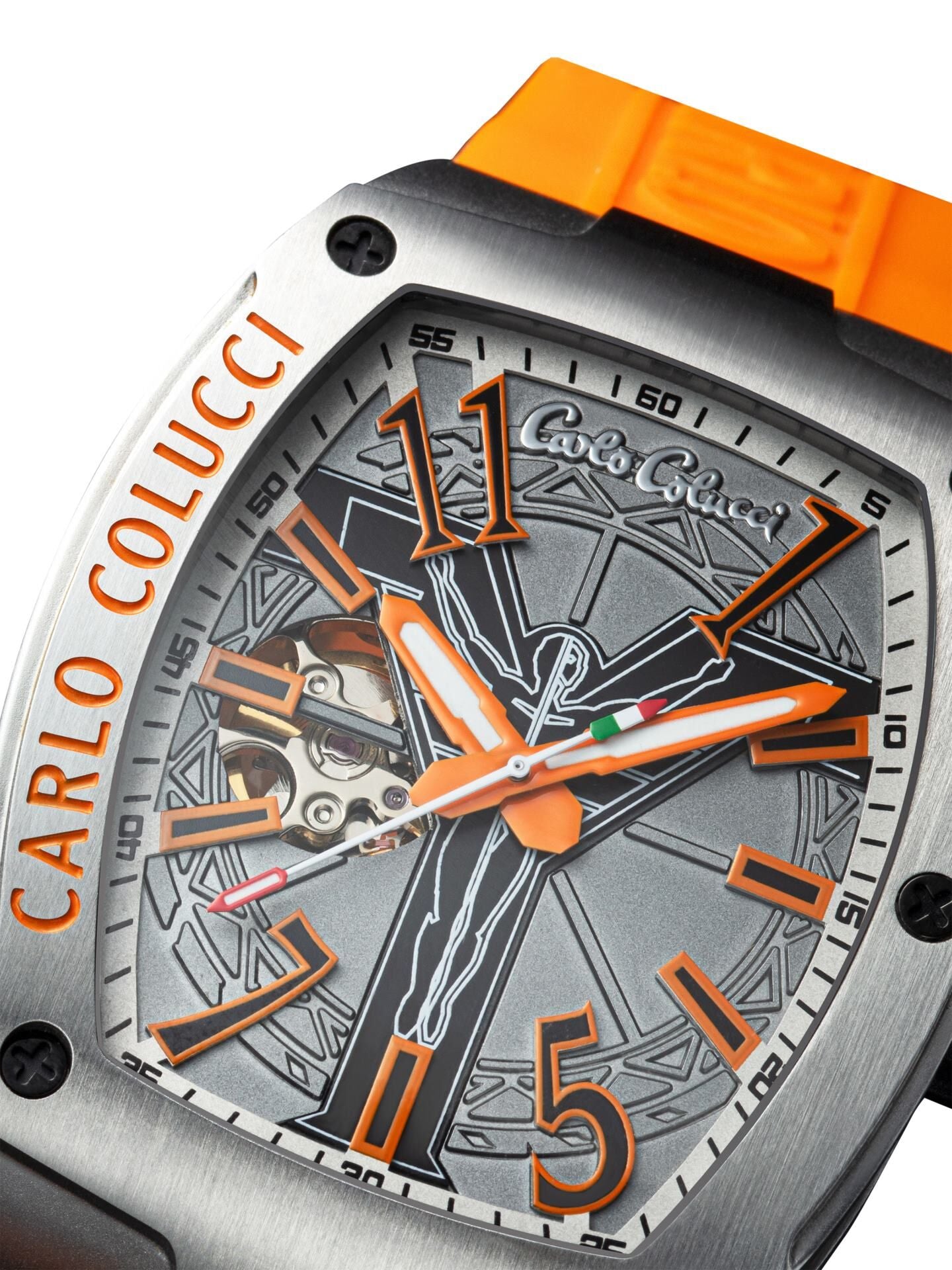 Nr19 Caro Colucci Armbanduhr orange silber Hersteller Garantie 2 Jahre