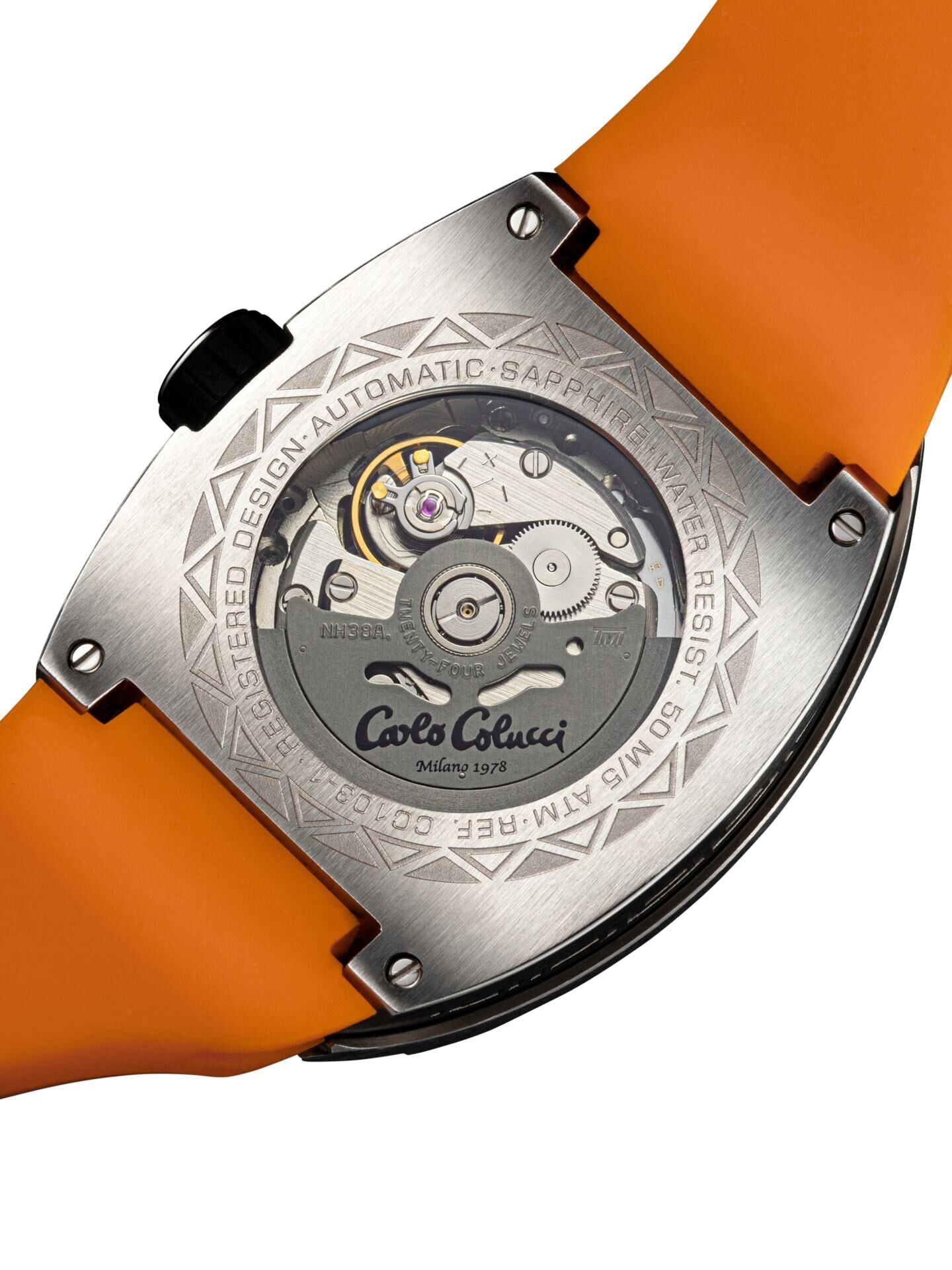 Nr19 Caro Colucci Armbanduhr orange silber Hersteller Garantie 2 Jahre