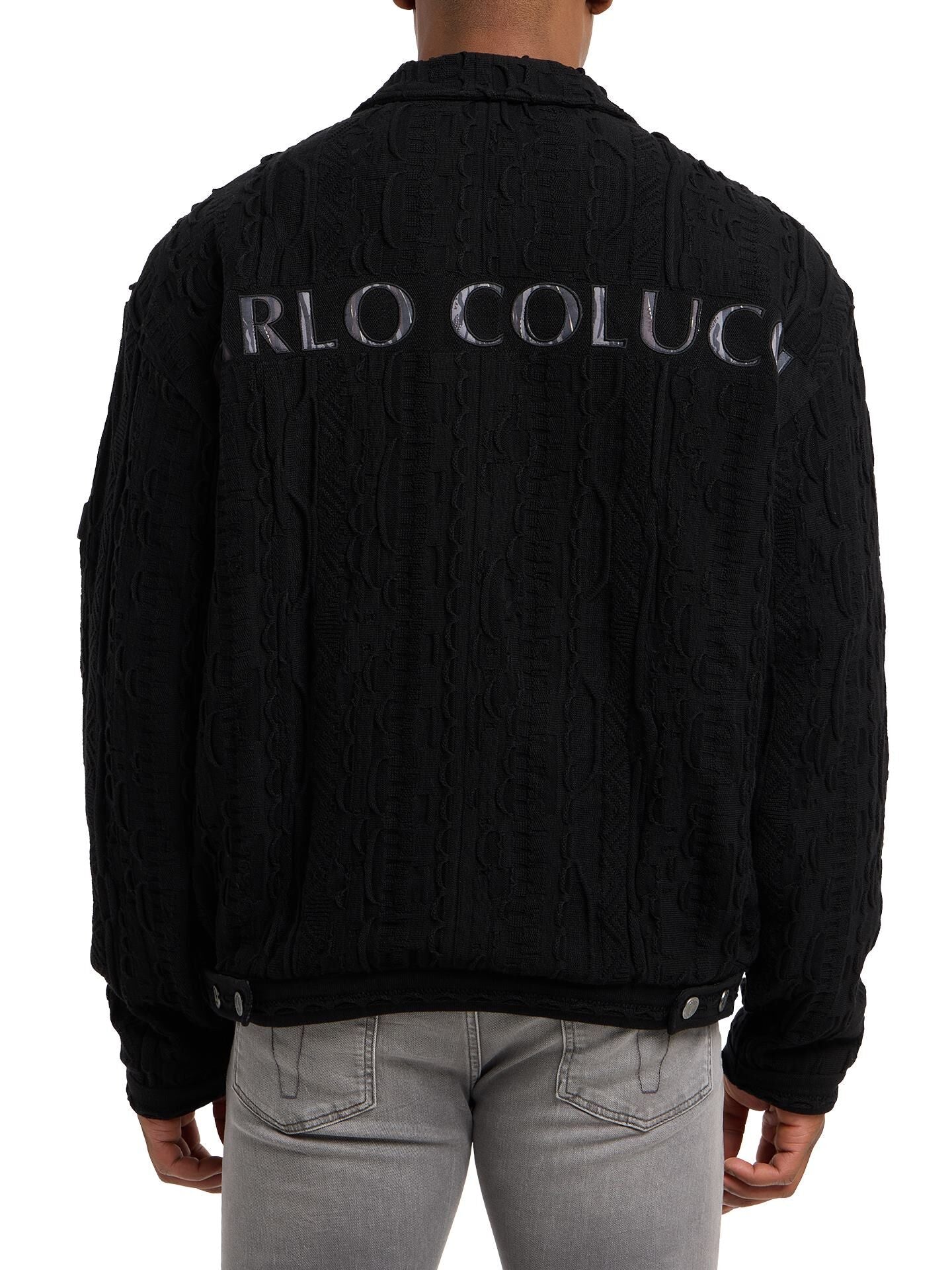 Carlo Colucci 3d Strickjacke CARAT Collection schwarz CC-C16701-20 + GESCHENKBOX