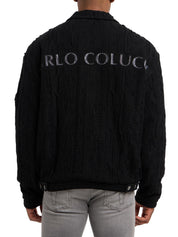 Carlo Colucci 3d Strickjacke CARAT Collection schwarz CC-C16701-20 + GESCHENKBOX