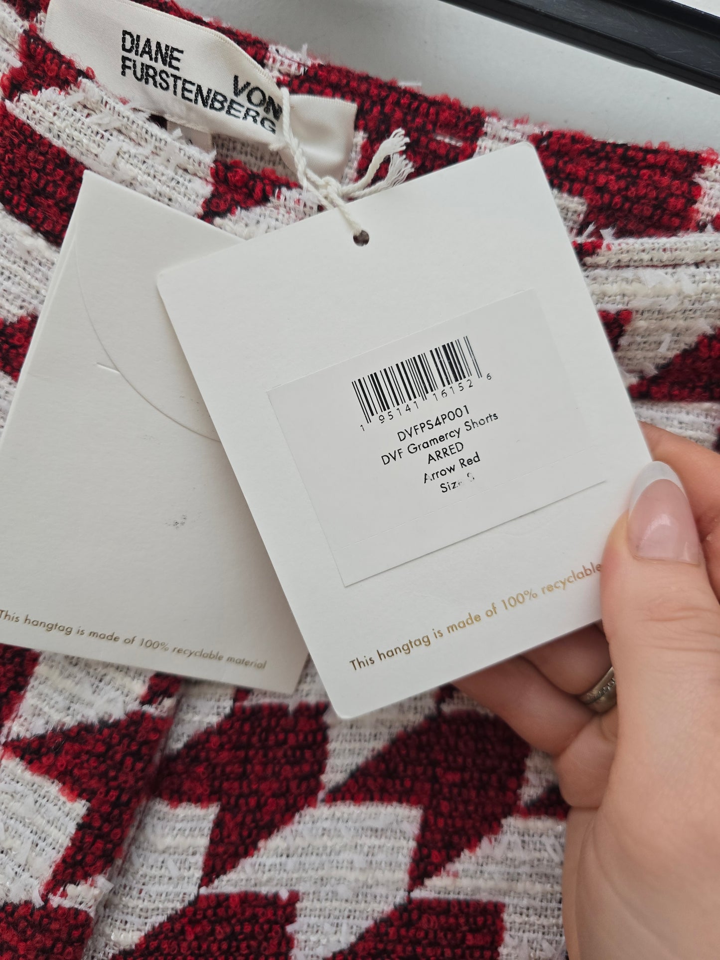 (Stange2) Diane von Furstenberg Short weiß rot kariert Gr S