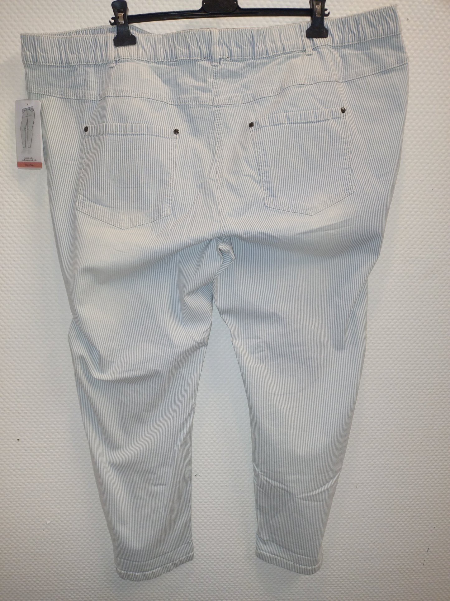 (U3) Ulla Popken Hose blau/weiß gestreift 792285 700